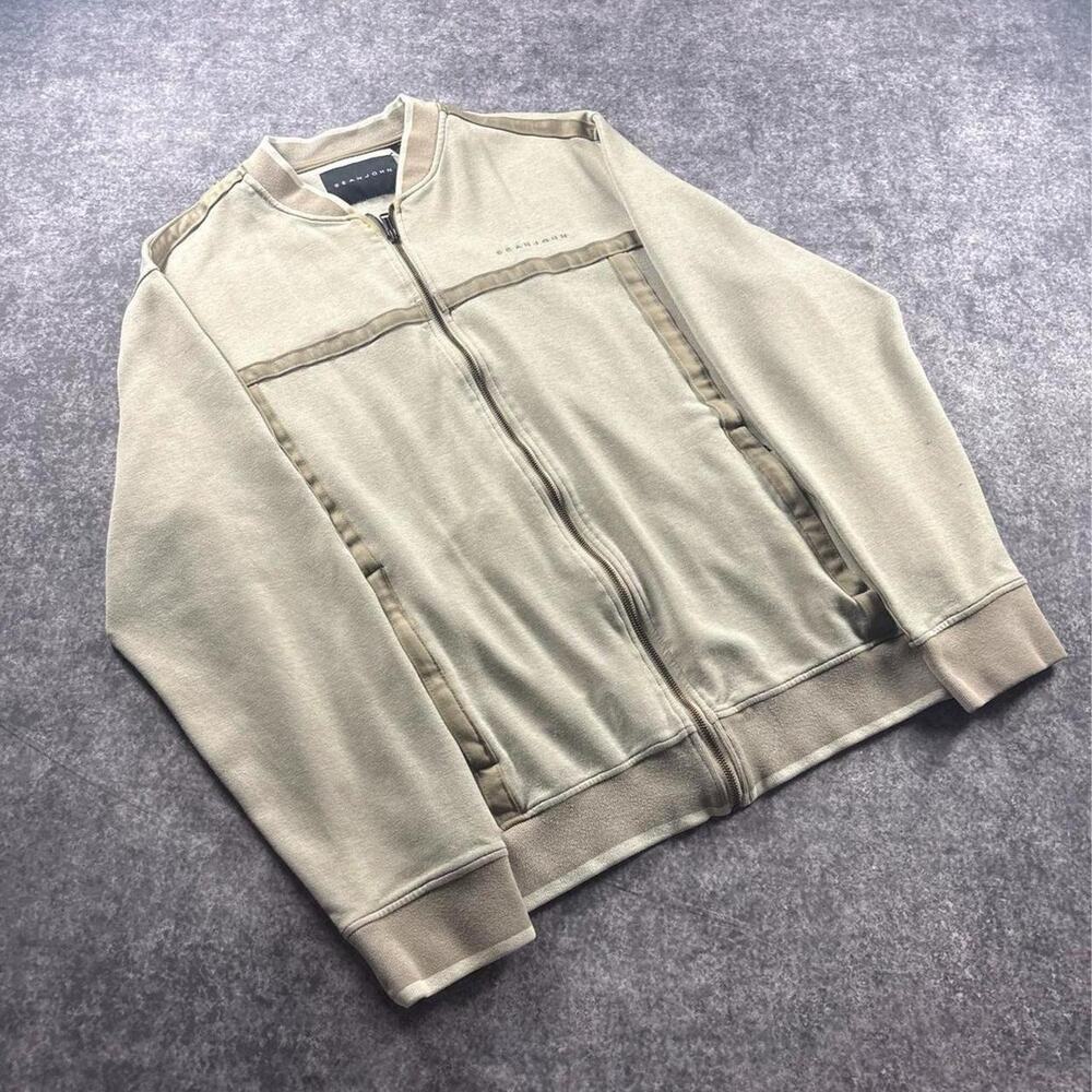 Sean John Men’s 2XL Full Zip Jacket Beige Cream Y2K Streetwear Hip Hop